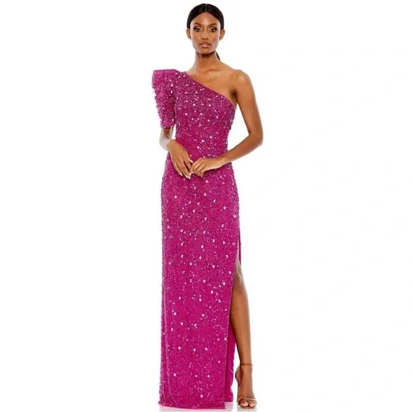 MacDuggal 10912 Elegant One-Shoulder Pink Dress - Picture 1 of 9